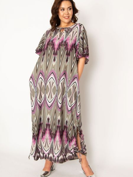 Krajkové plisované šněrovací šaty s límečkem şans fialové