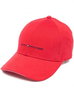 Haftowana czapka z daszkiem Tommy Hilfiger czerwona