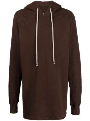 Pamučna hoodie s kapuljačom Rick Owens smeđa