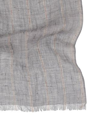 Pañuelo de lino a rayas Brunello Cucinelli gris