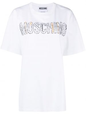 Hímzett póló Moschino fehér