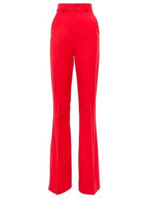 Vlněné rovné kalhoty s vysokým pasem David Koma červené