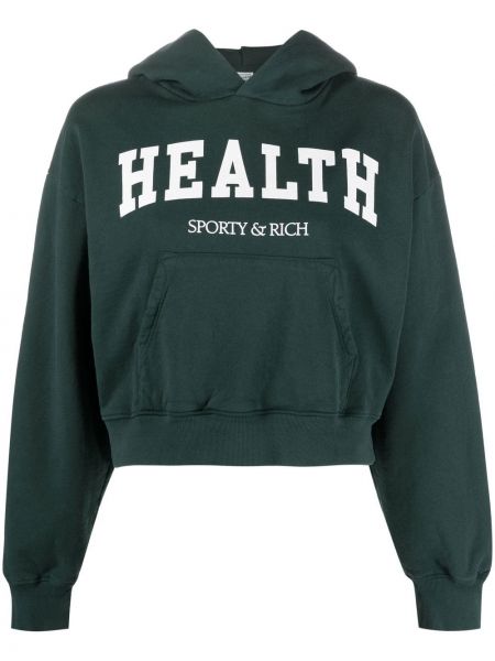 Medvilninis džemperis su gobtuvu Sporty & Rich žalia