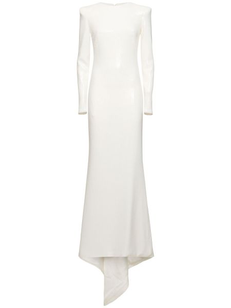 Μακρυμάνικη μάξι φόρεμα με στενή εφαρμογή Galvan λευκό