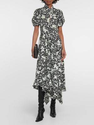 Svilena midi obleka s cvetličnim vzorcem Stella Mccartney