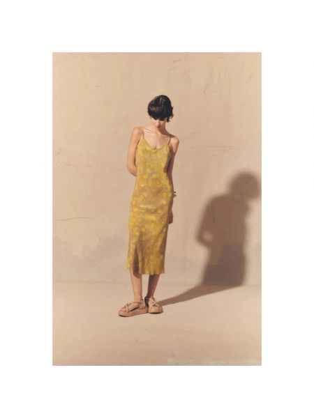 Vestido de seda con estampado Cortana amarillo