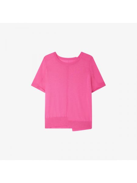 Шерстяная футболка из шерсти мериноса с круглым вырезом Soeur розовая