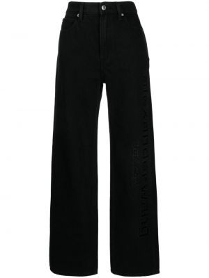 Ravne hlače z vezenjem Alexander Wang črna