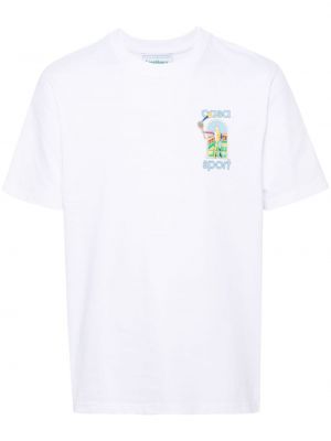 T-shirt en coton à imprimé Casablanca blanc