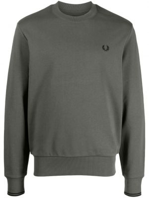 Hanorac cu broderie din bumbac Fred Perry verde