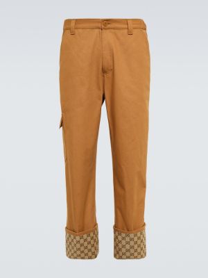 Pantaloni dritti di cotone Gucci marrone