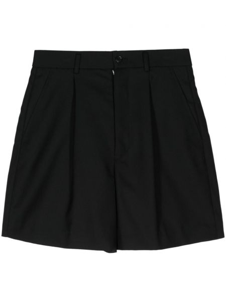 Plisirane vunene kratke hlače Noir Kei Ninomiya crna