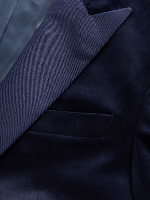 Бархатный приталенный костюм Marks & Spencer синий