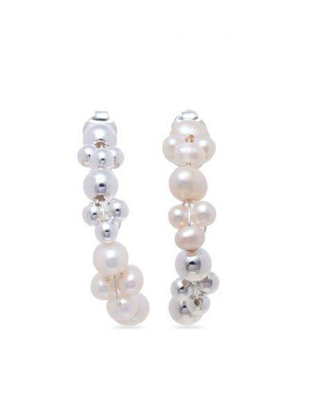 Boucles d'oreilles avec perles Completedworks argenté