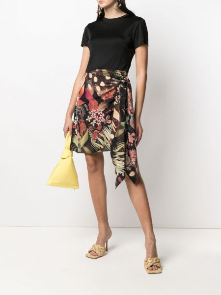 Falda con lazo de flores con estampado Lanvin negro