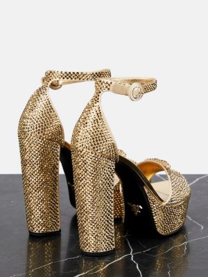 Sandali di raso con platform Prada oro