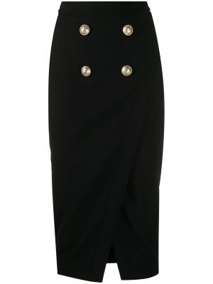 Falda de tubo ajustada con botones Balmain negro