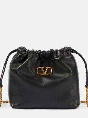 Δερμάτινη τσάντα ώμου Valentino Garavani μαύρο