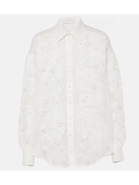 Mežģīņu garš krekls ar ziediem Zimmermann balts