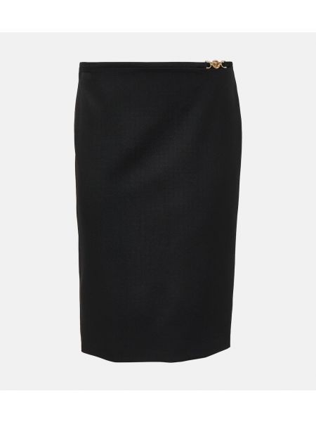 Шерстяная юбка миди medusa Versace черный