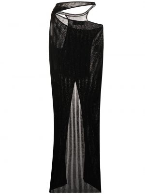 Průsvitné asymetrická sukně s vysokým pasem Aya Muse - černá