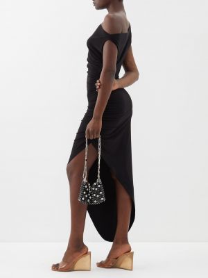 Асимметричный платье с открытыми плечами из джерси Norma Kamali черный