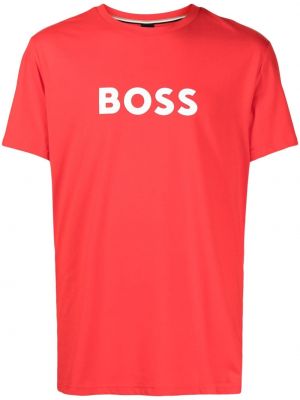 Памучна тениска с принт Boss червено