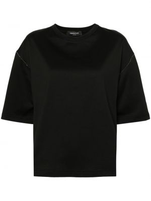 Βαμβακερή μπλούζα με χάντρες Fabiana Filippi μαύρο