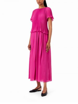 Plisované mini šaty Emporio Armani růžové