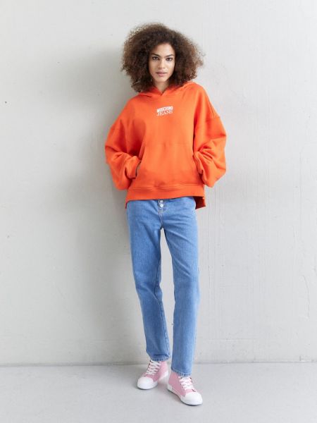 Bluza z kapturem Moschino Jeans pomarańczowa