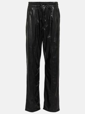 Pantalones rectos de cuero de cuero sintético Marant Etoile negro