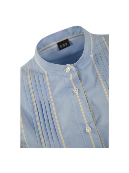 Camisa de algodón a rayas Fay azul