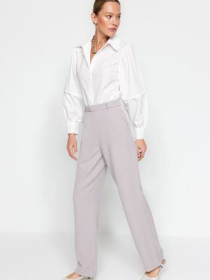 Pletené plisované rovné kalhoty relaxed fit Trendyol