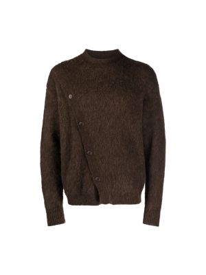 Sweter z alpaki asymetryczny Jacquemus brązowy