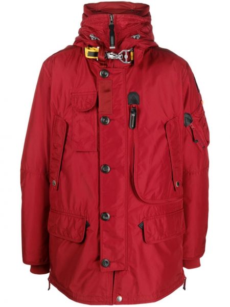 Manteau à boutons à capuche imperméable Parajumpers rouge