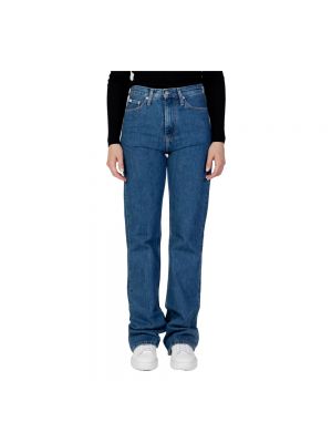 Niebieskie proste jeansy bawełniane Calvin Klein Jeans