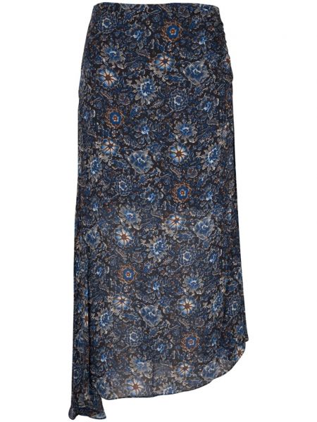 Modré asymetrické květinové sukně s potiskem Veronica Beard
