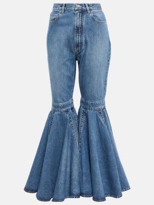 Zvonové džíny s vysokým pasem Alaã¯a modré