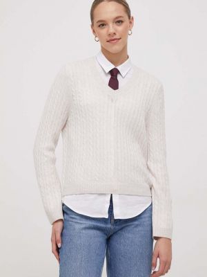 Sweter wełniany Tommy Hilfiger beżowy