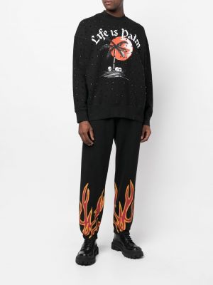 Sweatshirt mit print mit kristallen Palm Angels schwarz
