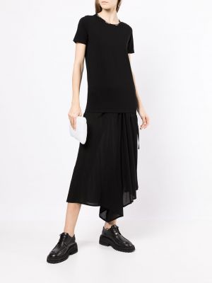 T-shirt en coton avec manches courtes Yohji Yamamoto noir