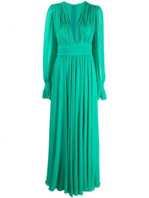 Πλισέ βραδινό φόρεμα με λαιμόκοψη v Blanca Vita πράσινο
