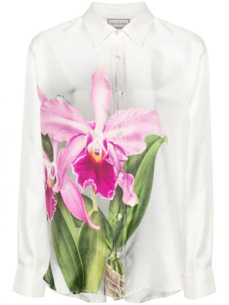 Svilena košulja s cvjetnim printom s printom Pierre-louis Mascia