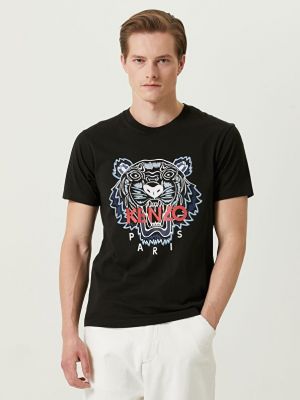 Тигровая футболка с круглым вырезом Kenzo черная