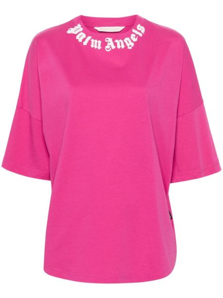 T-shirt en coton à imprimé Palm Angels rose