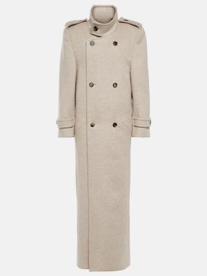 Oversized gyapjú kabát Saint Laurent bézs