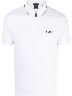 Polo majica s potiskom Boss bela
