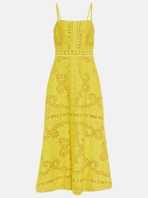 Bavlnené midi šaty Valentino žltá