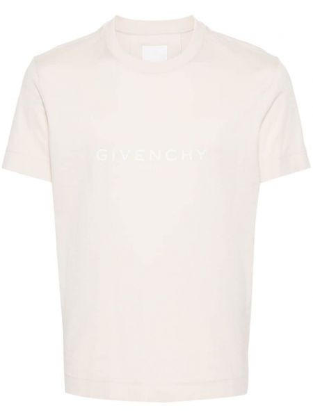 Памучна тениска с принт Givenchy бежово