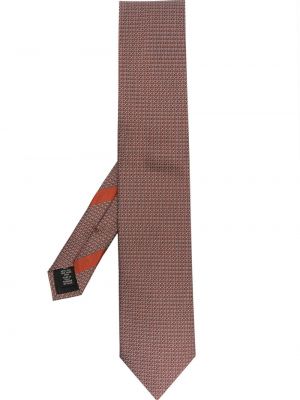 Hedvábná kravata s potiskem Zegna oranžová